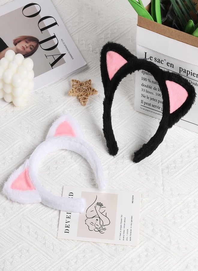 Etercycle Cat Ears Headband, Black Cat Halloween Cosplay Headbands, Plush Soft Makeup Headbands for Women Washing Face, Shower, Yoga - Image 4